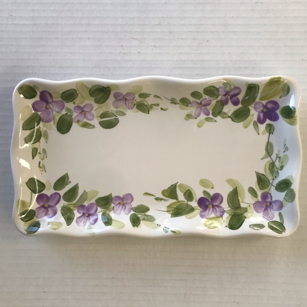 “Mariam’s Garden” Rectangular Tray By Tabletops Unlimited 10”  Hand Pain…